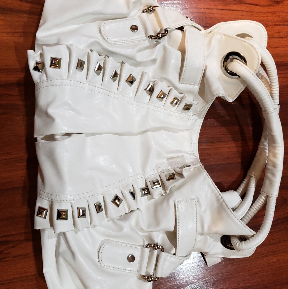 White leather purse